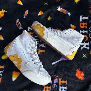 Vans Pacsun White & Yellow Sk8 Hi Tapered Stockform Sneakers Platform Shoes